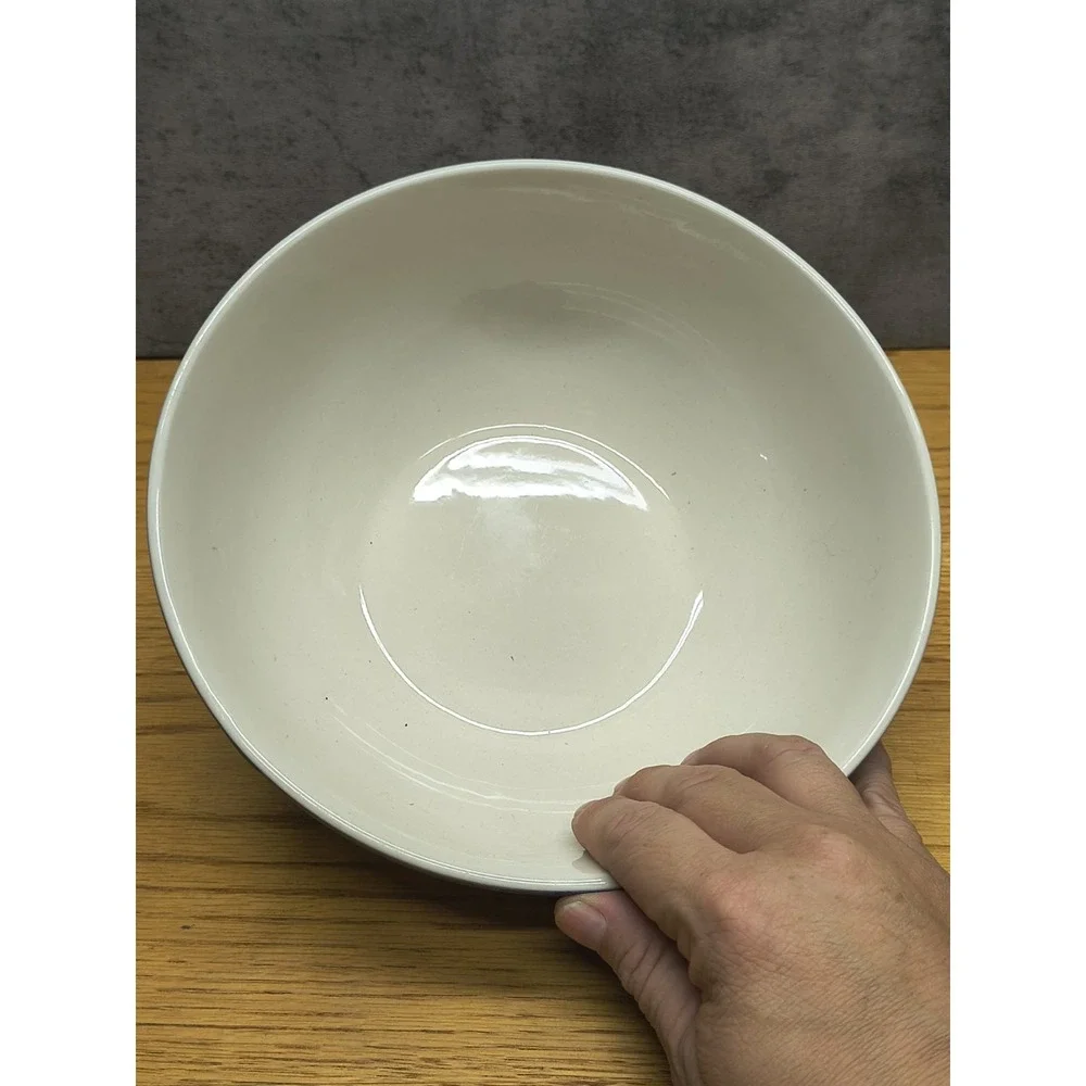 Vintage Blue and Off White Ceramic Serving Bowl 9